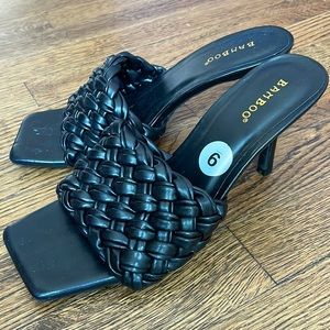 Braided sandal with small heel